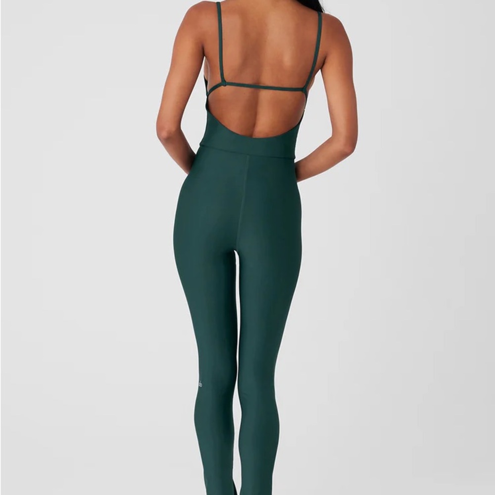 ALO Yoga “Airlift Disco Daze” onesie in midnight green